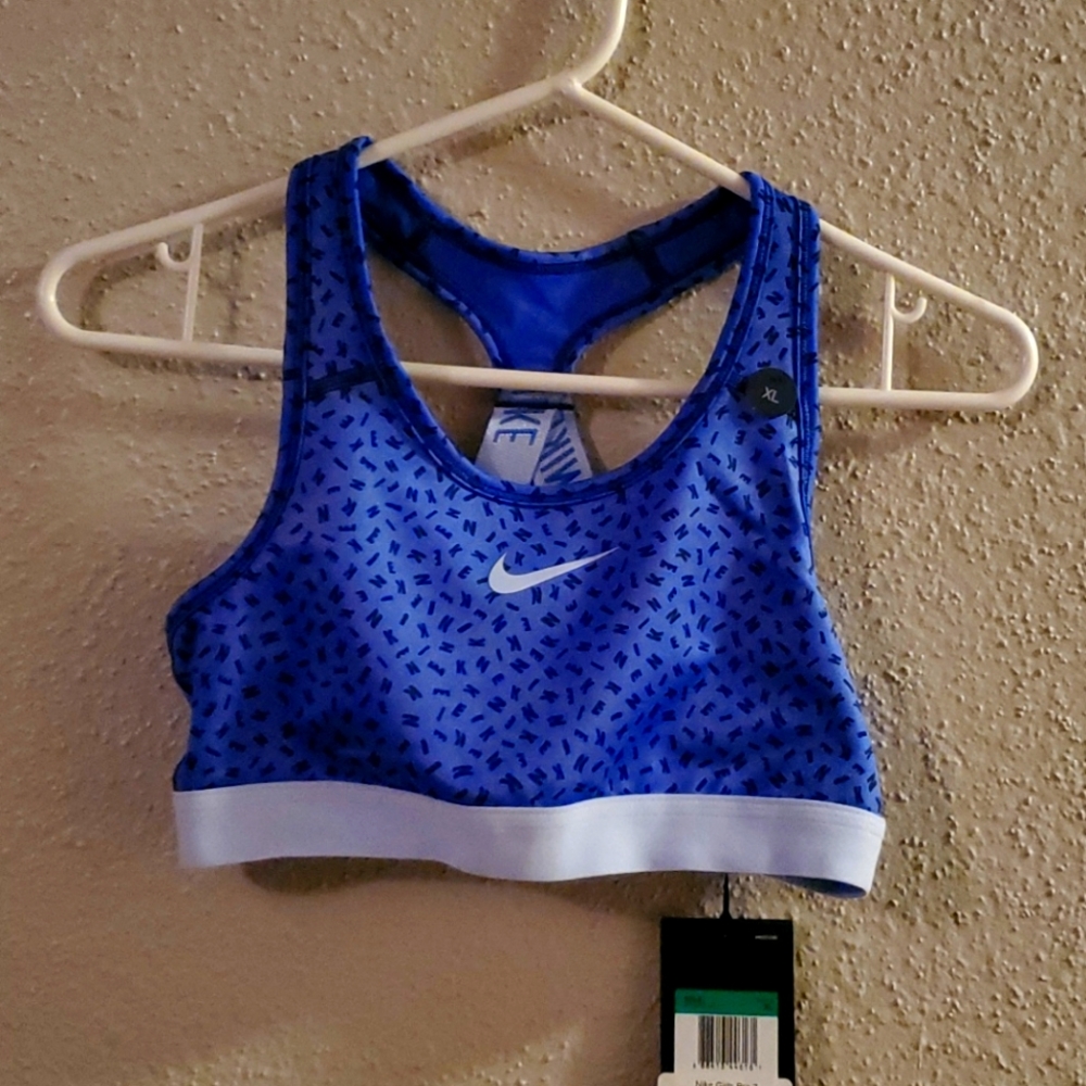 Nike sports bra blue black and gray